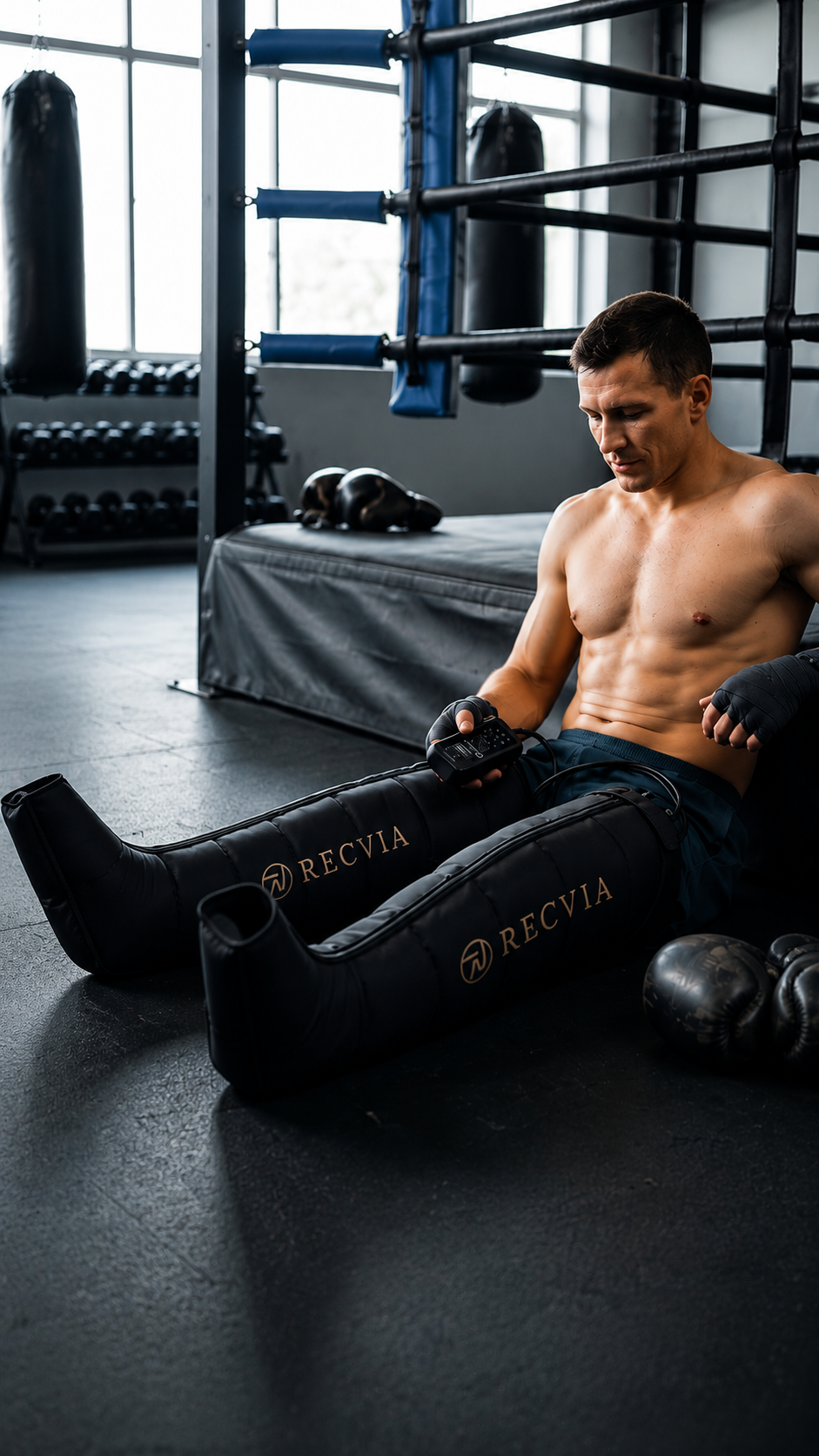 Compression boots in use at home